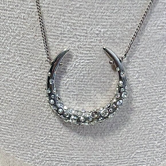 Alexis Bittar | Silver Crystal Crescent Moon Necklace Pendant - Picture 2 of 5